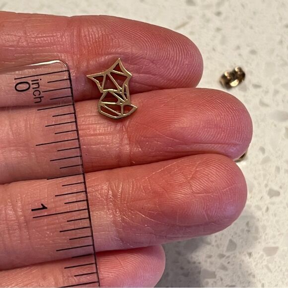 Stainless Steel Cute Fox Ear Studs Rose Gold Origami Animal Earrings - Picture 4 of 8